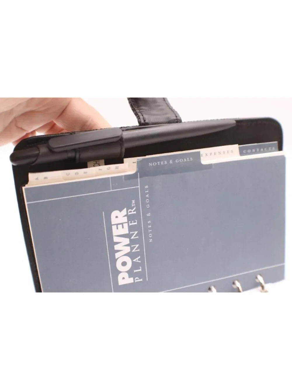Power Planner Two-Tone Agenda Organizer Calculator Card Slots Notepad Pen ID Vtg